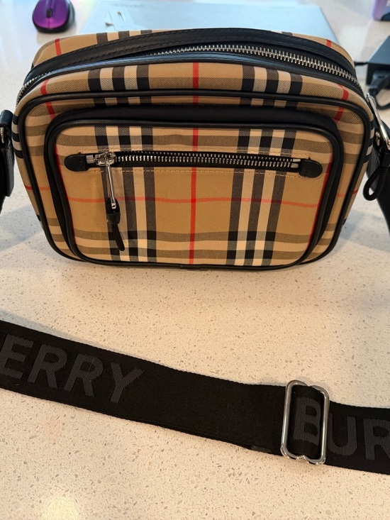 Burberry Other - Burberry Tan Check Belt Bag with Black Trim